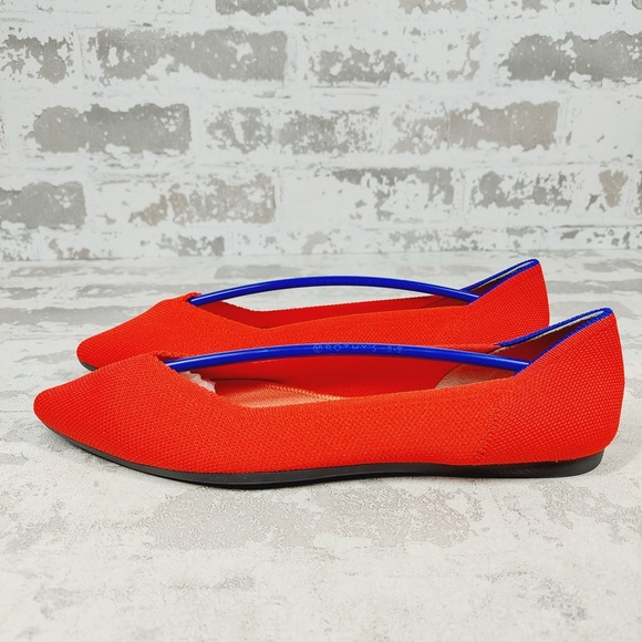 NEW Rothy's The Flat Red Knit Pointy Toe Slip On Loafers W13